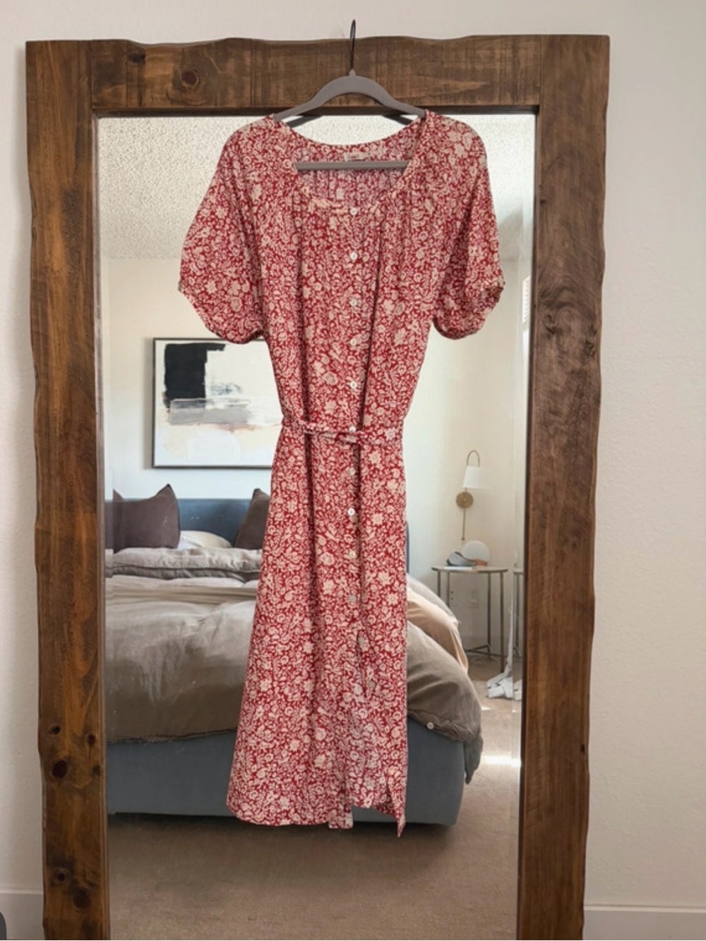 Faherty Red Floral Midi Dress